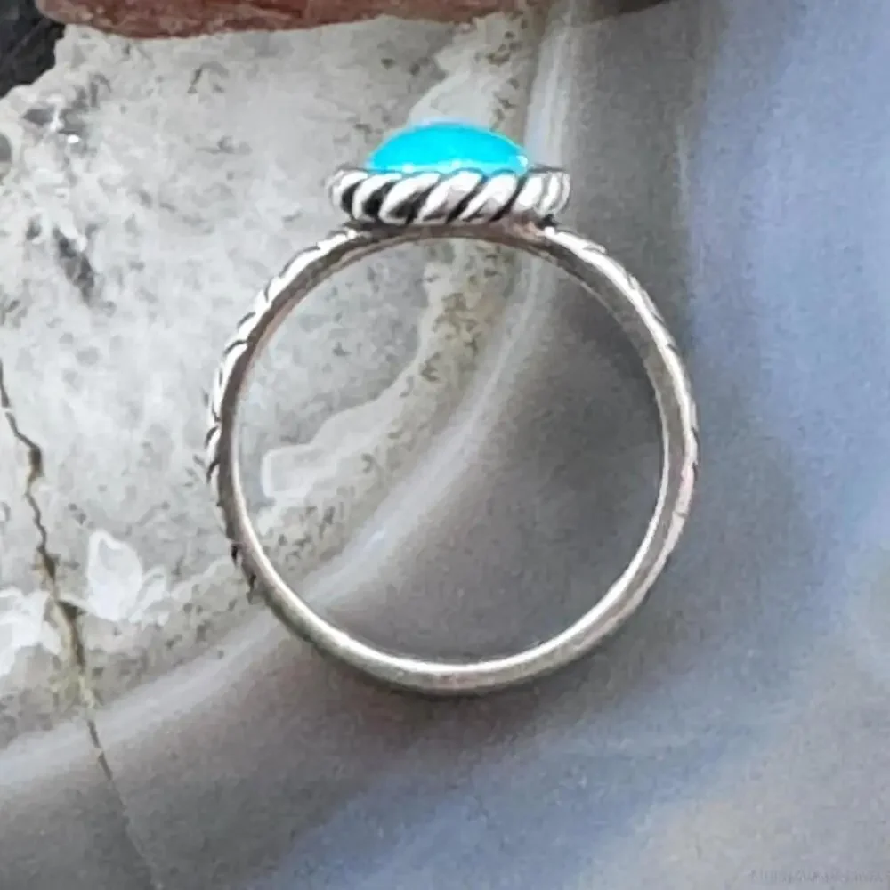 Carolyn Pollack Sterling Oval Turquoise Solitaire Decorated Ring For Women